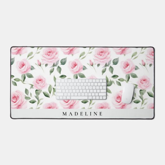 Gepersonaliseerde Waterverf Roos Bureaumat (Keyboard & Muis)