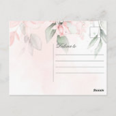 Gepersonaliseerde Waterverf Roze Floral Happy Birt Briefkaart (Achterkant)