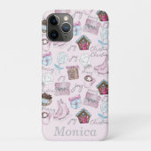 Gepersonaliseerde Waterverf Roze Kerstelementen Case-Mate iPhone Case (Achterkant)
