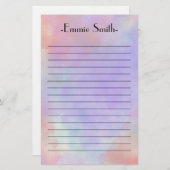 Gepersonaliseerde Waterverf Roze lavender Paars Li Briefpapier (Voorkant / Achterkant)