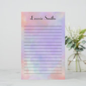 Gepersonaliseerde Waterverf Roze lavender Paars Li Briefpapier (Staand voorkant)