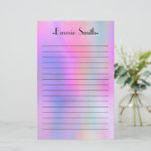 Gepersonaliseerde Waterverf Roze Paars met gelijnd Briefpapier (Staand voorkant)