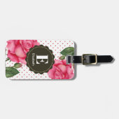 Gepersonaliseerde Waterverf roze rozen Floral mono Bagagelabel (Voorkant horizontaal)