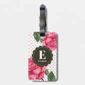 Gepersonaliseerde Waterverf roze rozen Floral mono Bagagelabel (Achterkant verticaal)