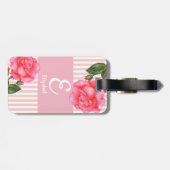 Gepersonaliseerde Waterverf roze rozen Floral mono Bagagelabel (Achterkant horizontaal)
