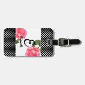 Gepersonaliseerde Waterverf roze rozen Floral mono Bagagelabel (Voorkant horizontaal)