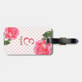 Gepersonaliseerde Waterverf roze rozen Floral mono Bagagelabel (Achterkant horizontaal)