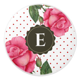 Gepersonaliseerde Waterverf roze rozen Floral mono Keramische Knop