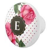 Gepersonaliseerde Waterverf roze rozen Floral mono Keramische Knop (Rechts)