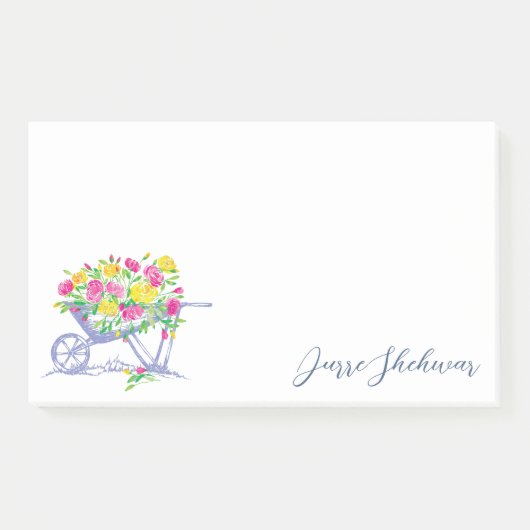 Gepersonaliseerde Waterverf Rozen | Rustieke kruiw Post-it® Notes (Voorkant)