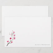 Gepersonaliseerde Waterverf Sakura Cherry Blossom Briefpapier (Voorkant / Achterkant)