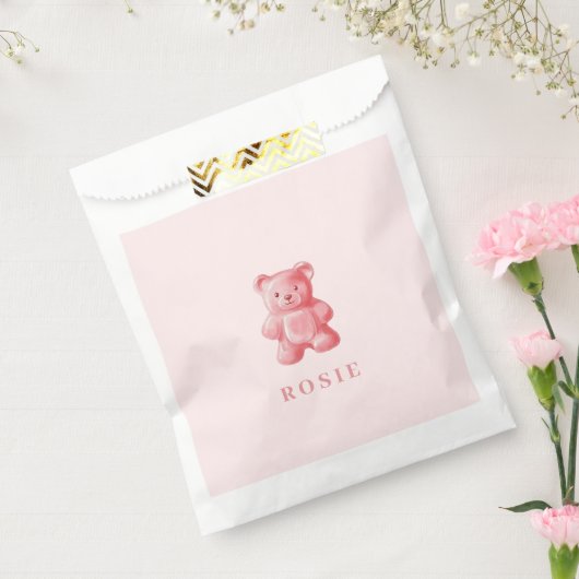 Gepersonaliseerde Waterverf Schattige Roze Gummy B Bedankzakje (Gezegeld)