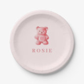 Gepersonaliseerde Waterverf Schattige Roze Gummy B Papieren Bordje (Voorkant)