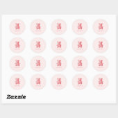 Gepersonaliseerde Waterverf Schattige Roze Gummy B Ronde Sticker (Vel)
