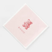 Gepersonaliseerde Waterverf Schattige Roze Gummy B Servet (Hoek)