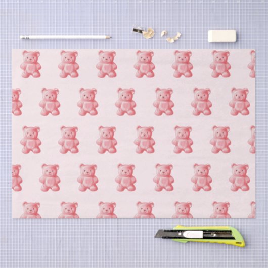 Gepersonaliseerde Waterverf Schattige Roze Gummy B Tissuepapier (Craft)