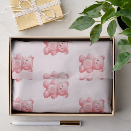 Gepersonaliseerde Waterverf Schattige Roze Gummy B Tissuepapier (Geschenk)