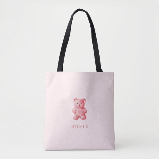 Gepersonaliseerde Waterverf Schattige Roze Gummy B Tote Bag (Voorkant)