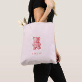 Gepersonaliseerde Waterverf Schattige Roze Gummy B Tote Bag (Dichtbij)