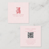 Gepersonaliseerde Waterverf Schattige Roze Gummy B Vierkante Visitekaartje (Voorkant / Achterkant)