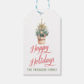 Gepersonaliseerde Waterverf Script Happy Holiday T Cadeaulabel (Voorkant)