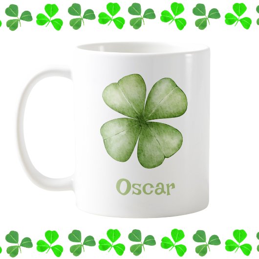 Gepersonaliseerde Waterverf Shamrock Koffiemok