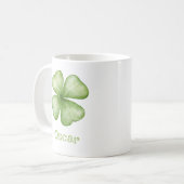 Gepersonaliseerde Waterverf Shamrock Koffiemok (Voorkant links)