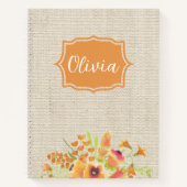 Gepersonaliseerde Waterverf Sinaasappels bloemen o Notitieboek (Voorkant)