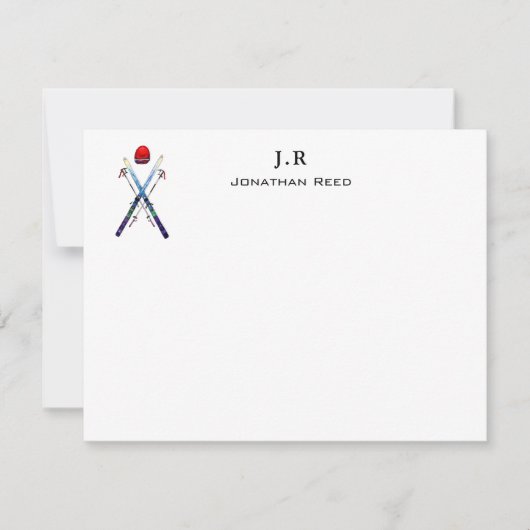 Gepersonaliseerde Waterverf Ski Gear Bedankkaart (Voorkant)