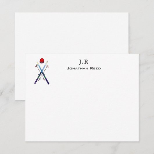 Gepersonaliseerde Waterverf Ski Gear Bedankkaart (Voorkant / Achterkant)