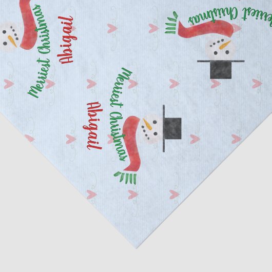 Gepersonaliseerde Waterverf Sneeuwman Merriest Chr Tissuepapier (Detail)