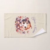 Gepersonaliseerde Waterverf spelen Kitten Naam Handdoek (Handdoek)