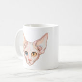 Gepersonaliseerde Waterverf Sphynx-kat Koffiemok (Voorkant links)