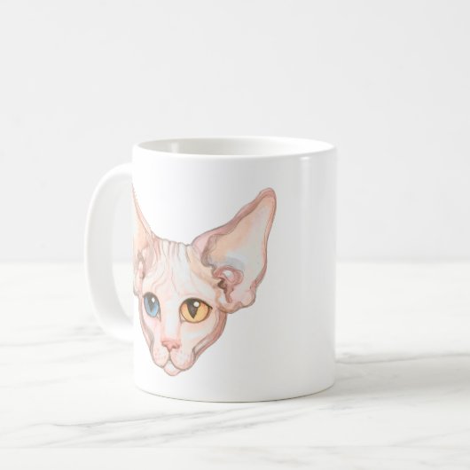 Gepersonaliseerde Waterverf Sphynx-kat Koffiemok (Voorkant links)