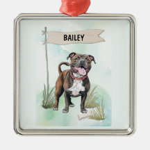 Gepersonaliseerde waterverf Staffordshire Bull Ter