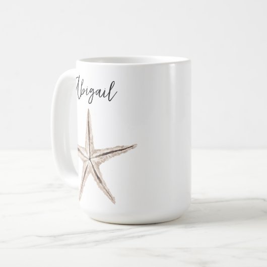 Gepersonaliseerde Waterverf Starfish Mok (Voorkant links)