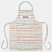 Gepersonaliseerde Waterverf Stripe Schort (Voorkant)