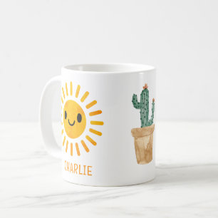 Gepersonaliseerde Waterverf Sun Cactus Koffiemok