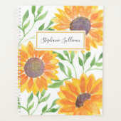 Gepersonaliseerde Waterverf Sunflower Greenery Planner (Voorkant)