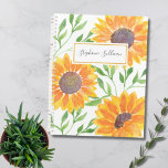 Gepersonaliseerde Waterverf Sunflower Greenery Planner<br><div class="desc">Deze bloemplanoloog is versierd met gele waterverf zonnebloemen en groene bladeren. Pas het met jouw naam of monogram aan. Om verder uit te geven gebruik het Hulpmiddel van het Ontwerp om de doopvont, de doopvontgrootte, of de kleur te veranderen. Omdat wij ons kunstwerk creëer, zult u dit nauwkeurige afbeelding niet...</div>