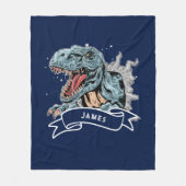 Gepersonaliseerde Waterverf T-Rex Dinosaurs Kinder Fleece Deken (Voorkant)