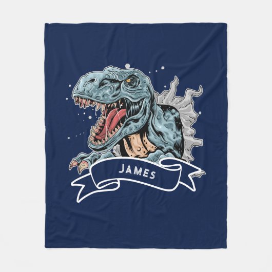 Gepersonaliseerde Waterverf T-Rex Dinosaurs Kinder Fleece Deken (Voorkant)
