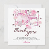 Gepersonaliseerde Waterverf Tea Party Glitter Bedankkaart (Voorkant)