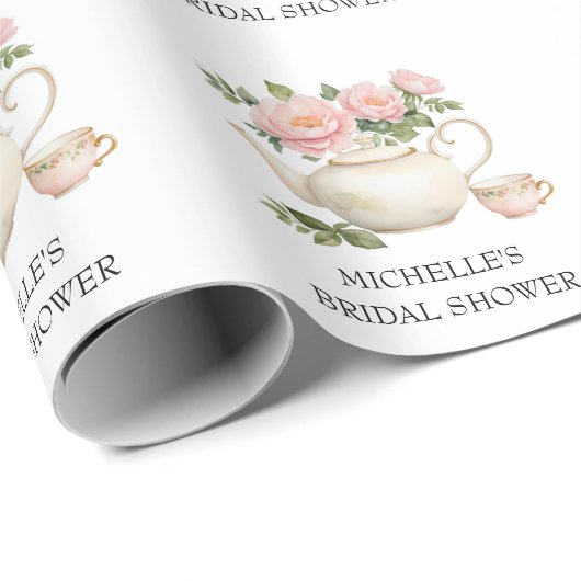 Gepersonaliseerde Waterverf Tea Party Vrijgezellen Cadeaupapier (Rol Hoek)