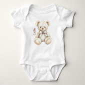 Gepersonaliseerde Waterverf Teddy Bear Baby Romper (Voorkant)