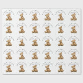 Gepersonaliseerde Waterverf Teddy Bear Baby shower Cadeaupapier (Vlak)