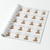 Gepersonaliseerde Waterverf Teddy Bear Baby shower Cadeaupapier (Uitgerold)