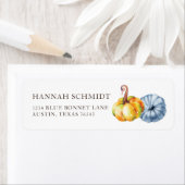 Gepersonaliseerde waterverf Thanksgiving pompoen Etiket (Insitu)