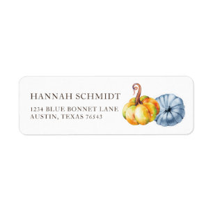 Gepersonaliseerde waterverf Thanksgiving pompoen Etiket