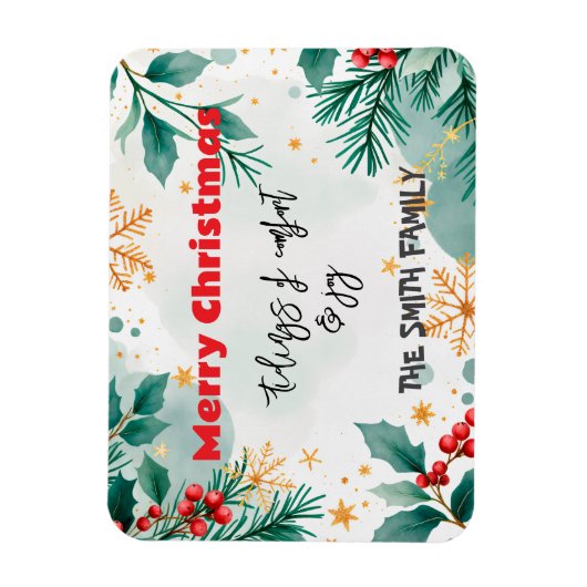 Gepersonaliseerde Waterverf Tidings of Comfort & J Magneet (Verticaal)